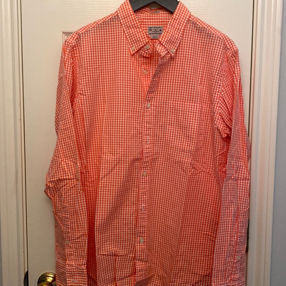 JCrew Mens Orange Gingham Buttondown